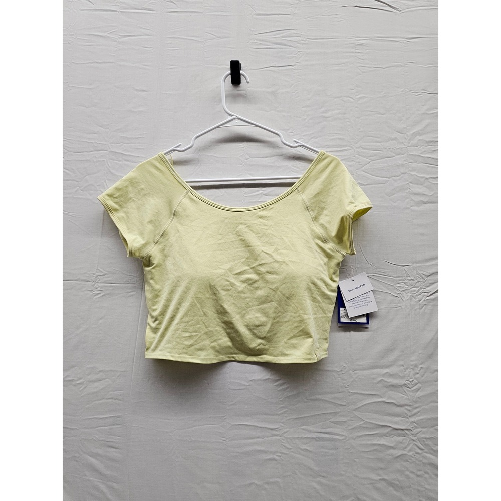 JoyLab Womens Scoop Neck Crop Top Yellow Nylon Blend Athletic Size 2XL